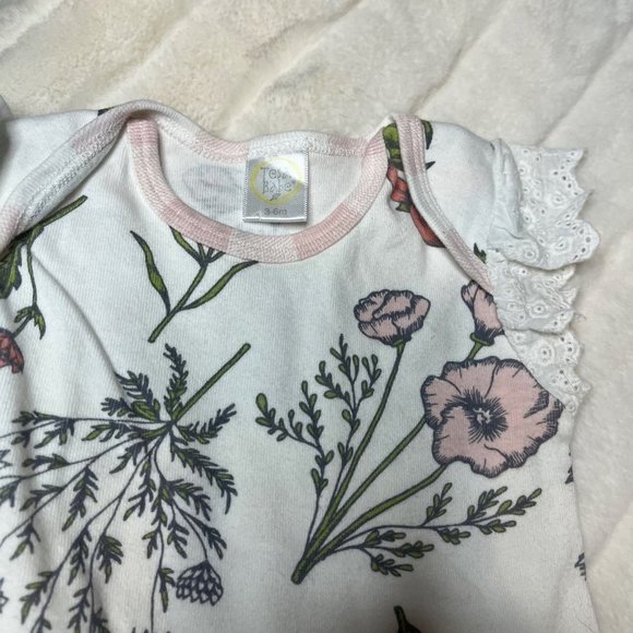 GUC $34 Tesa Babe 3-6M Girly Baby Infant Short Sleeve Floral Sleeper One Piece - Picture 3 of 9